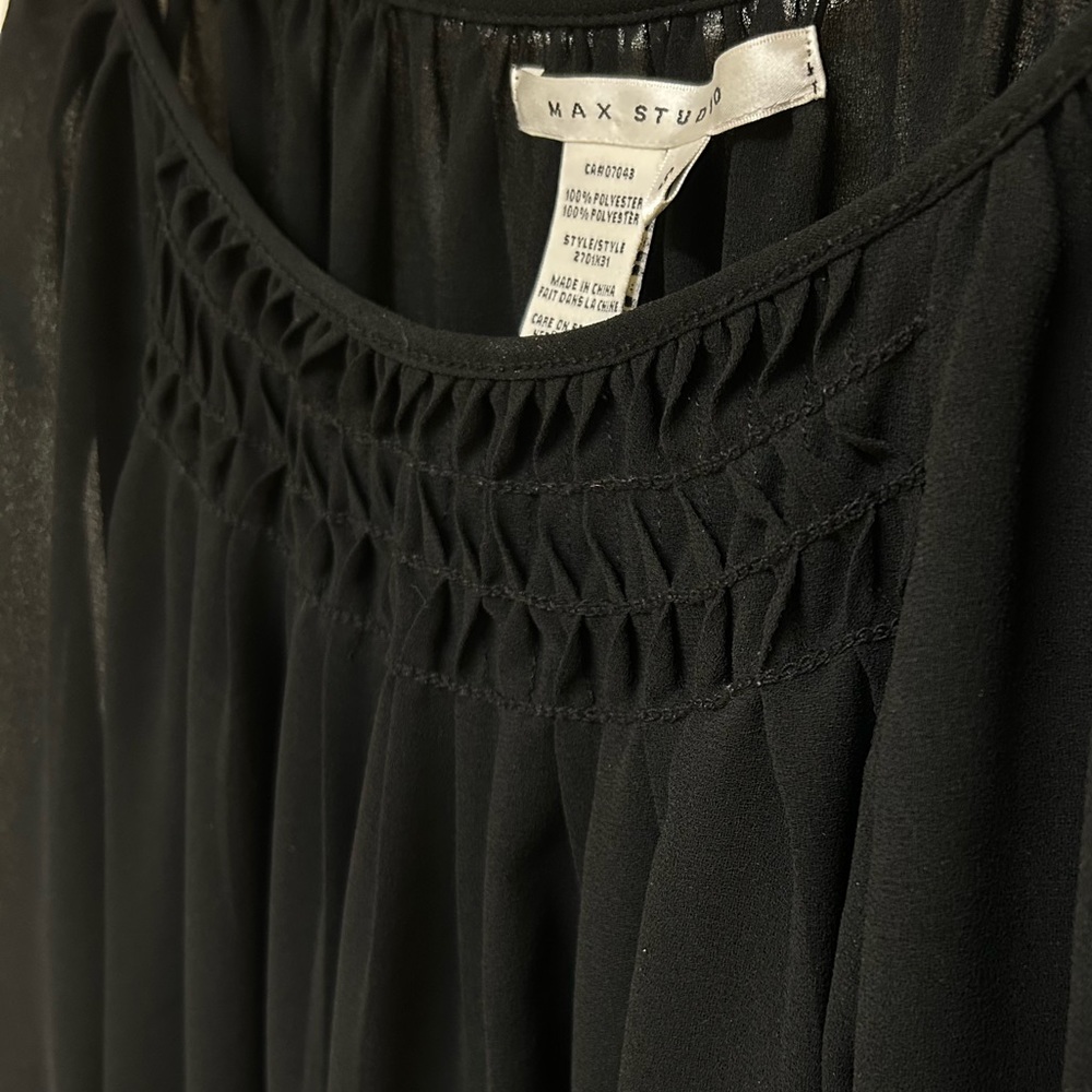 Peasant Flowy Blouse/Translucent/3/4 Sleeves Black (Size Small - Medium) EUC - Picture 5 of 12